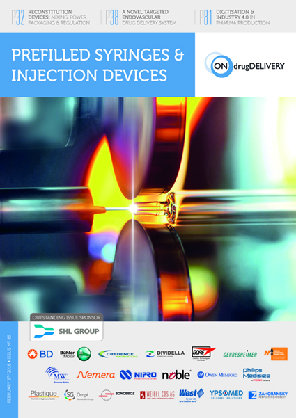 #83 Feb 2018 Prefilled Syringes & Injection Devices - ONdrugDelivery - Issue Cover
